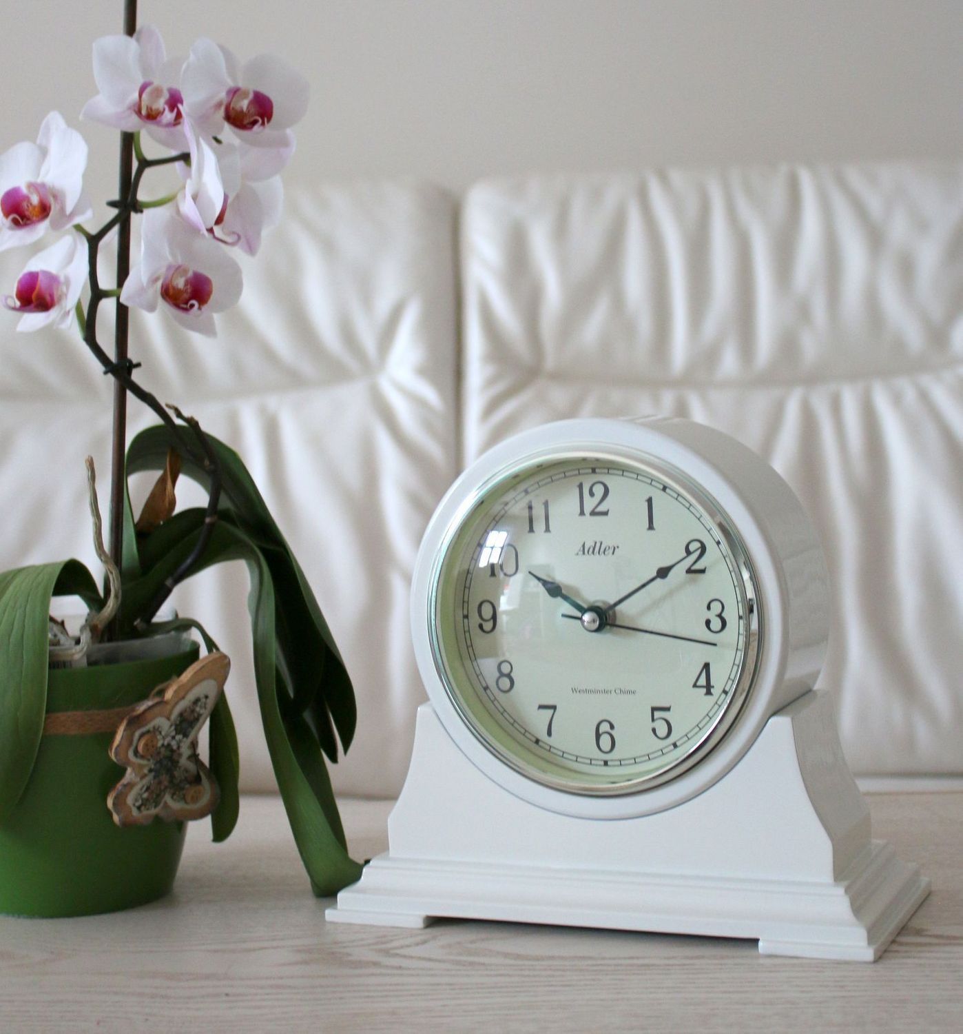 Zegar kominkowy biały Adler 22137 ✓ Zegar kominkowy drewniany , zegar w kolorze écru (6).JPG